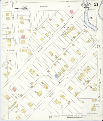 Sanborn Fire Insurance Map from Sheridan, Sheridan County, Wyoming (1908), Sheet #0021 - Complete Map Set gallery image, historic Sanborn map, vintage wall art, Wyoming Wyoming