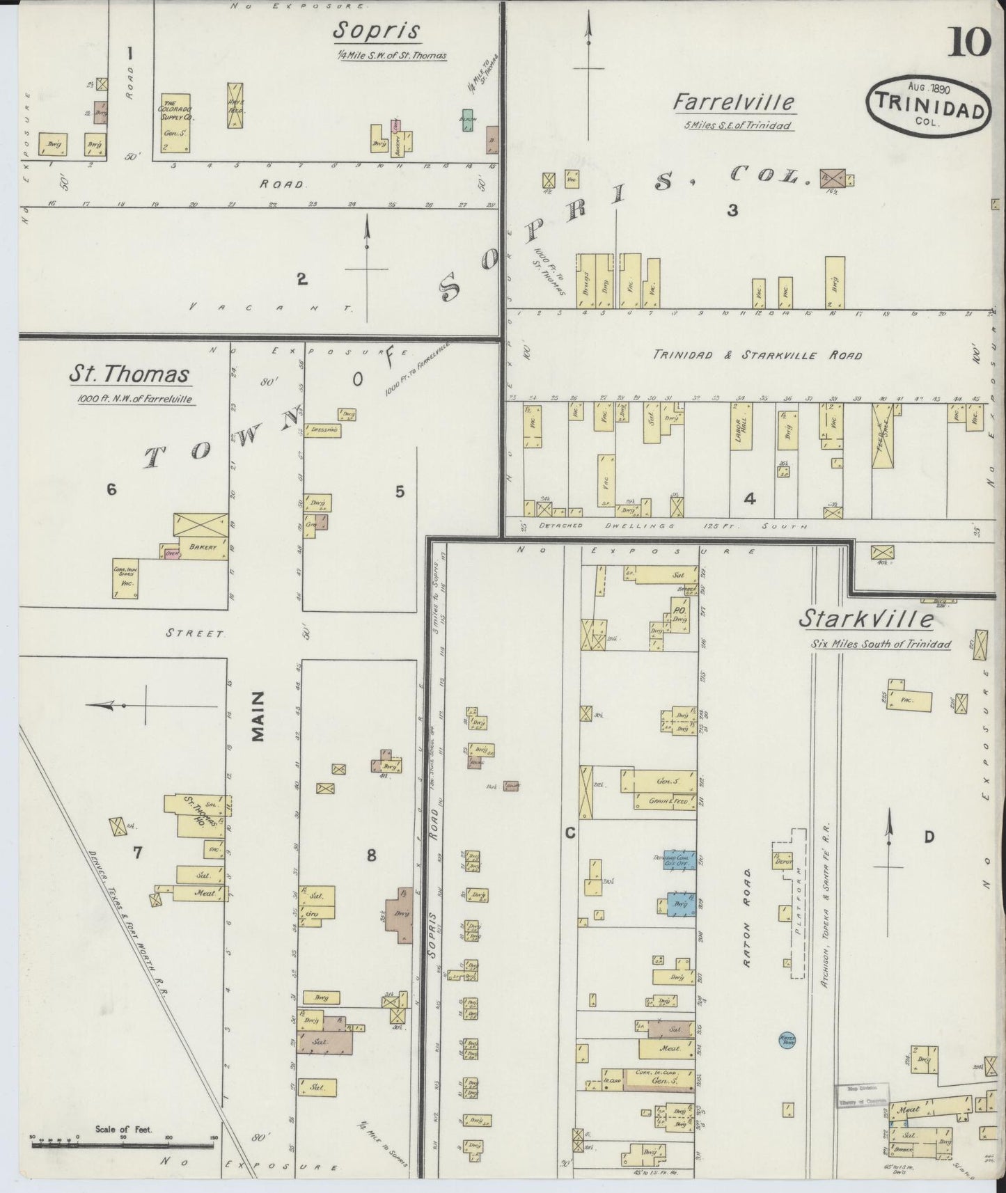 Sanborn Fire Insurance Map from Trinidad, Las Animas County, Colorado (1890), Sheet #0010 - Complete Map Set gallery image, historic Sanborn map, vintage wall art, Colorado Colorado