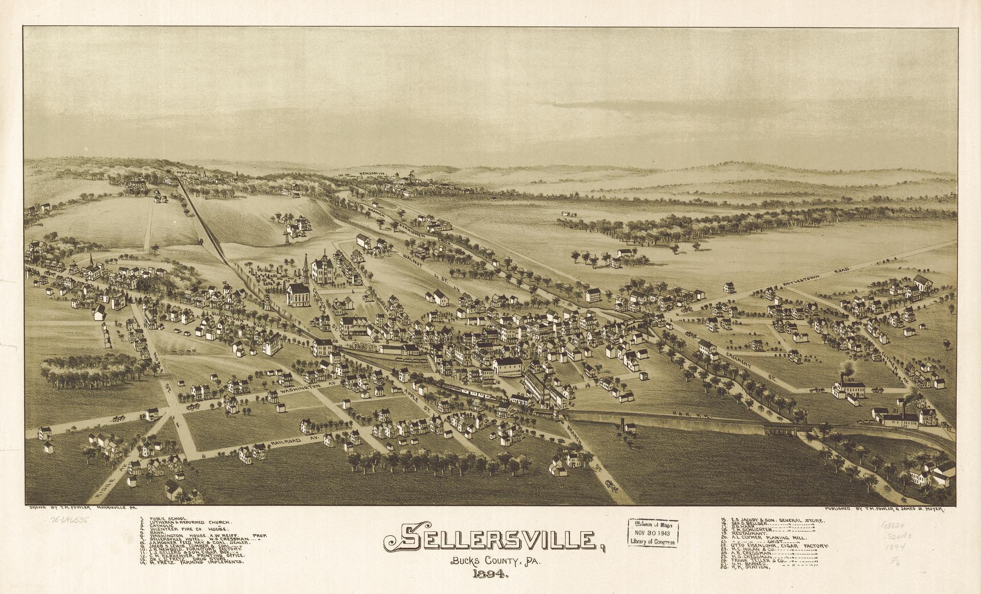 Sellersville, Bucks County, Pa. 1894. (1894) – Historic Bird’s-Eye View Panorama Print