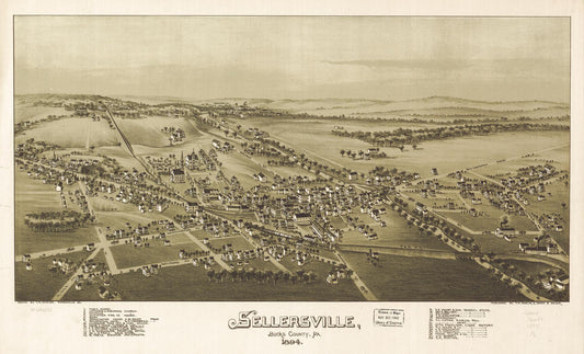 Sellersville, Bucks County, Pa. 1894. (1894) – Historic Bird’s-Eye View Panorama Print