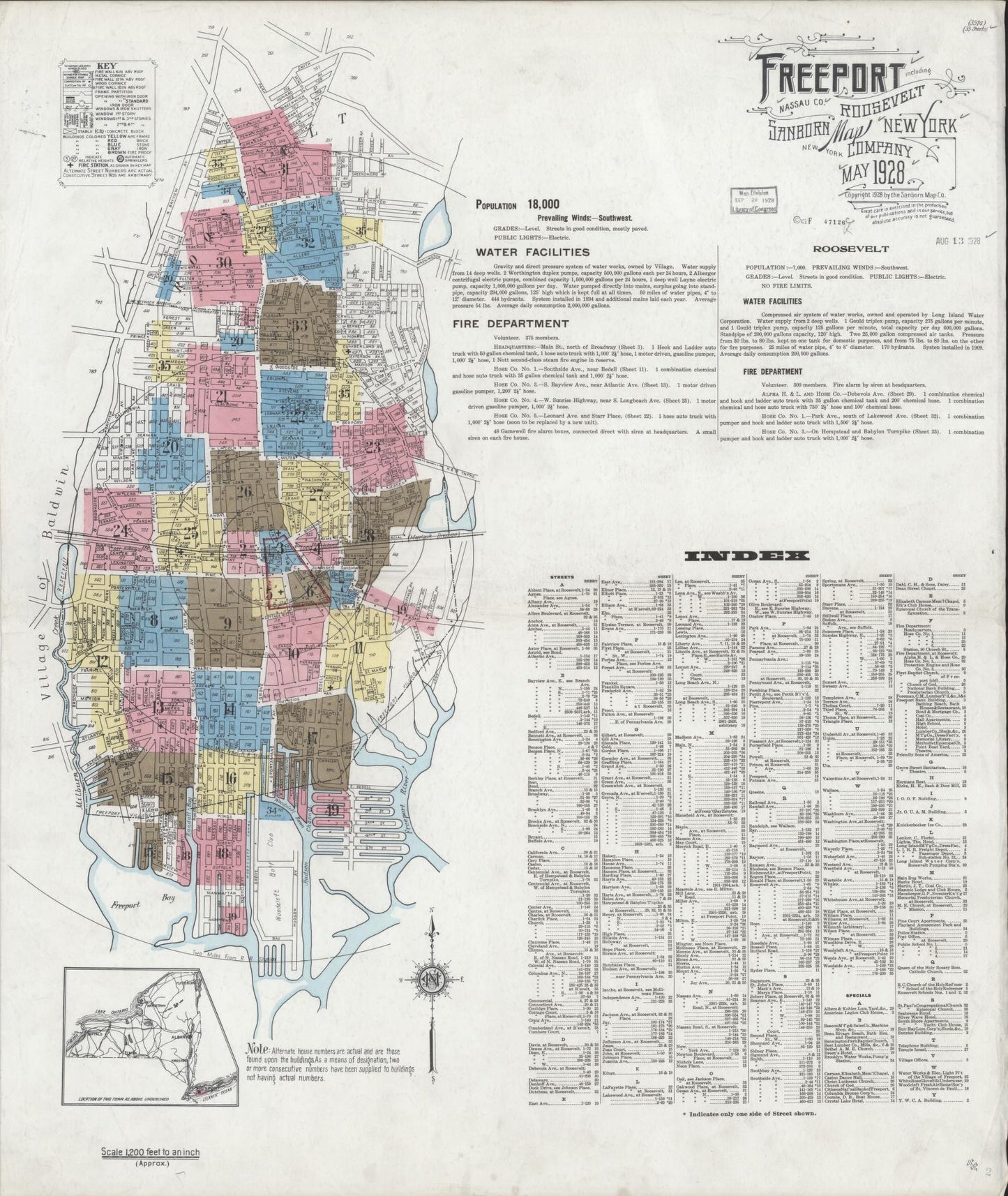 Sanborn Fire Insurance Map from Freeport, Nassau County, New York. (1928) – Historic Sanborn Fire Insurance Map Print