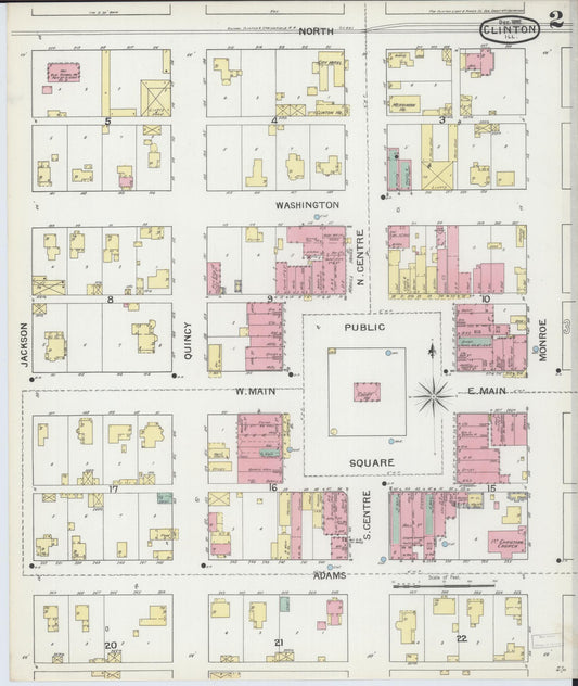 Sanborn Fire Insurance Map from Clinton, De Witt County, Illinois (1892), Sheet #0002 - Historic Sanborn Fire Insurance Map Print, vintage old map wall art, antique decor, genealogy gift, Illinois Illinois map