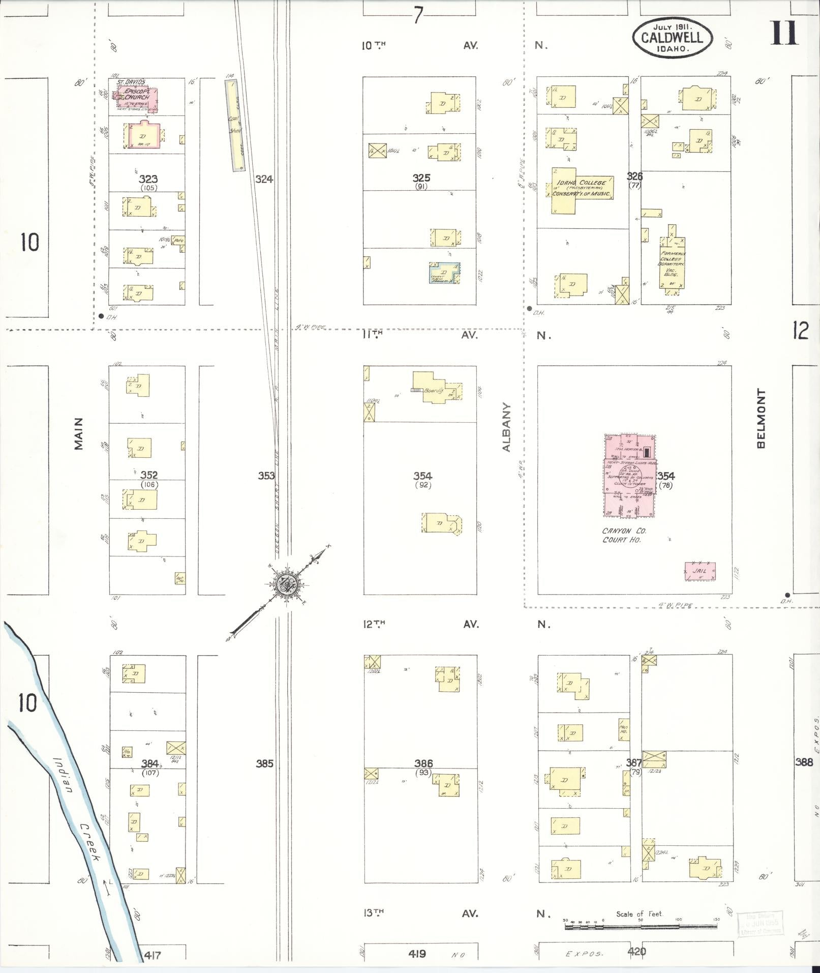 Sanborn Fire Insurance Map from Caldwell, Canyon County, Idaho (1911), Sheet #0011 - Complete Map Set gallery image, historic Sanborn map, vintage wall art, Idaho Idaho