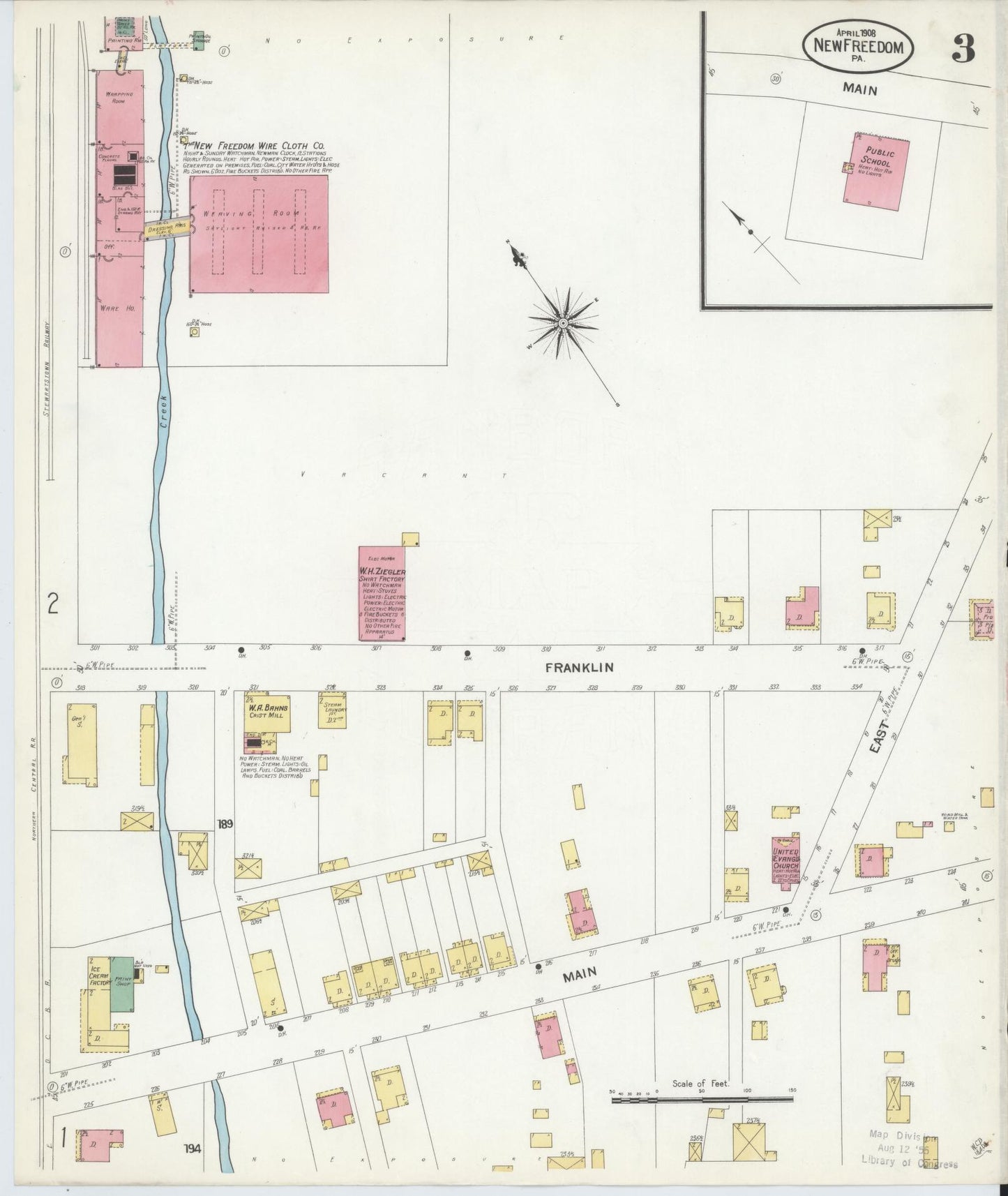 Sanborn Fire Insurance Map from New Freedom, York County, Pennsylvania (1908), Sheet #0003 - Complete Map Set gallery image, historic Sanborn map, vintage wall art, Pennsylvania Pennsylvania