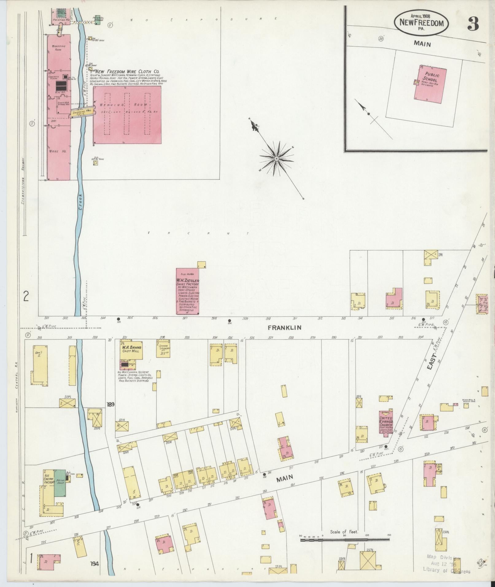 Sanborn Fire Insurance Map from New Freedom, York County, Pennsylvania (1908), Sheet #0003 - Complete Map Set gallery image, historic Sanborn map, vintage wall art, Pennsylvania Pennsylvania