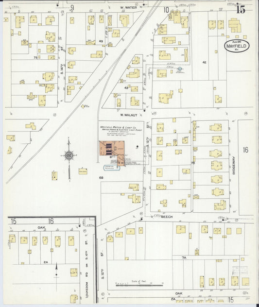 Sanborn Fire Insurance Map from Mayfield, Graves County, Kentucky (1910), Sheet #0015 - Historic Sanborn Fire Insurance Map Print, vintage old map wall art, antique decor, genealogy gift, Kentucky Kentucky map