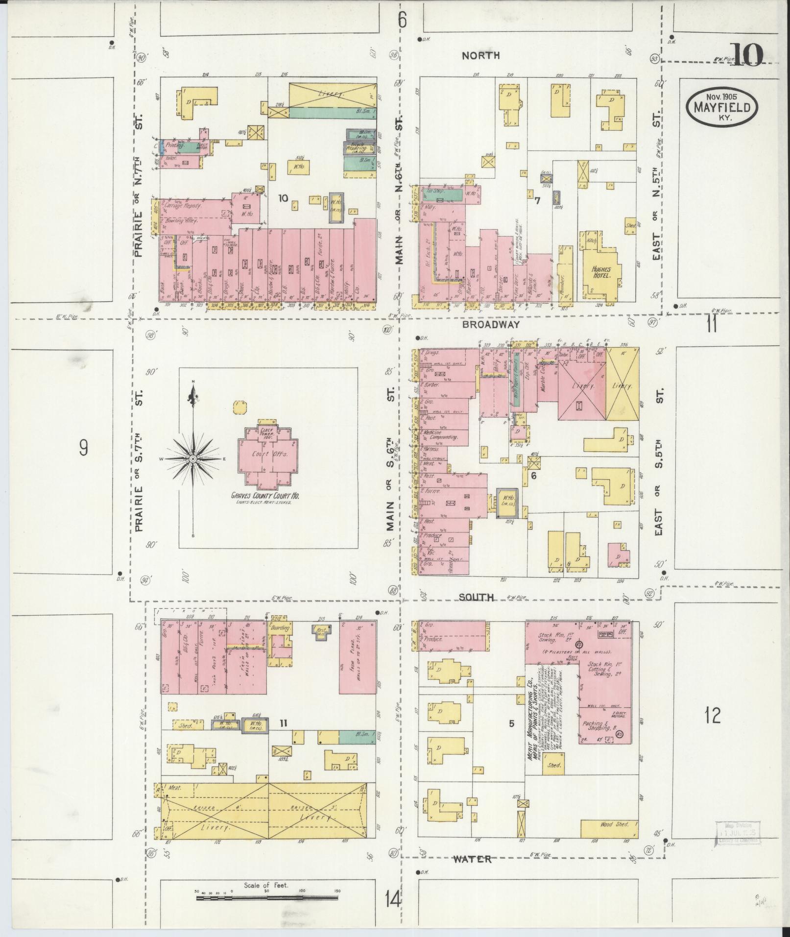 Sanborn Fire Insurance Map from Mayfield, Graves County, Kentucky (1905), Sheet #0010 - Historic Sanborn Fire Insurance Map Print, vintage old map wall art, antique decor, genealogy gift, Kentucky Kentucky map