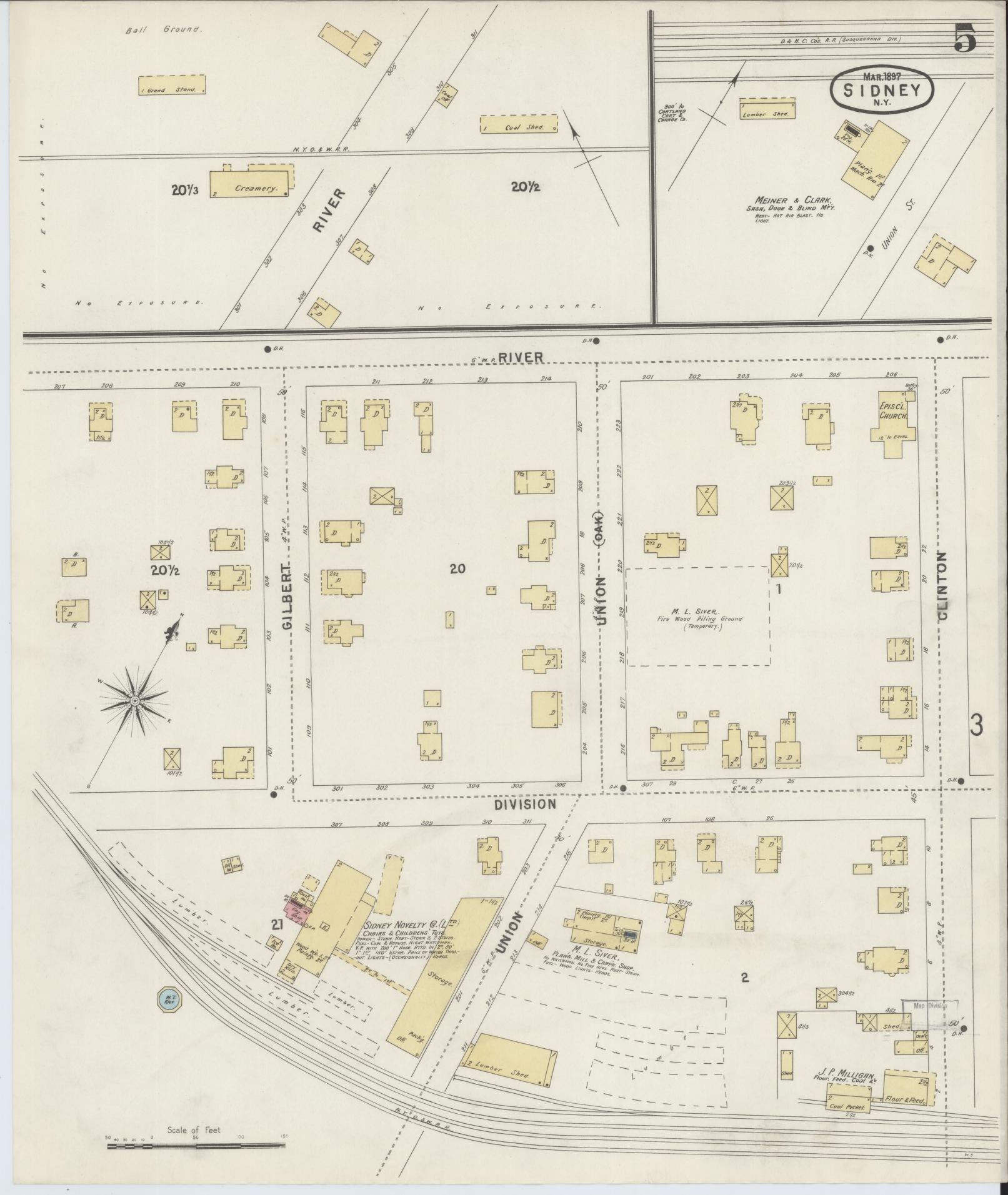 Sanborn Fire Insurance Map from Sidney, Delaware County, New York (1897), Sheet #0005 - Complete Map Set gallery image, historic Sanborn map, vintage wall art, Sidney Delaware