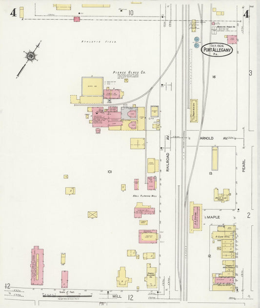 Sanborn Fire Insurance Map from Port Allegany, McKean County, Pennsylvania (1924), Sheet #0004 - Historic Sanborn Fire Insurance Map Print, vintage old map wall art, antique decor, genealogy gift, Pennsylvania Pennsylvania map
