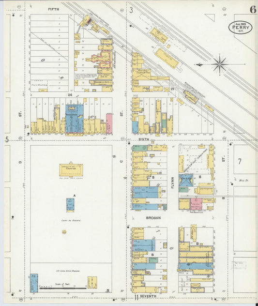 Sanborn Fire Insurance Map from Perry, Noble County, Oklahoma (1903), Sheet #0006 - Historic Sanborn Fire Insurance Map Print, vintage old map wall art, antique decor, genealogy gift, Oklahoma Oklahoma map