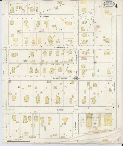 Sanborn Fire Insurance Map from Oakland, Coles County, Illinois (1932), Sheet #0004 - Complete Map Set gallery image, historic Sanborn map, vintage wall art, Illinois Illinois