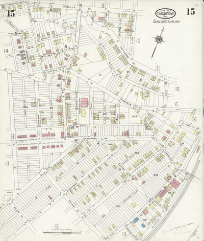 Sanborn Fire Insurance Map from Duquesne, Allegheny County, Pennsylvania (1925), Sheet #0015 - Complete Map Set gallery image, historic Sanborn map, vintage wall art, Pennsylvania Pennsylvania