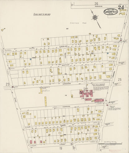 Sanborn Fire Insurance Map from Greenfield, Franklin County, Massachusetts (1922), Sheet #0024 - Complete Map Set gallery image, historic Sanborn map, vintage wall art, Massachusetts Massachusetts