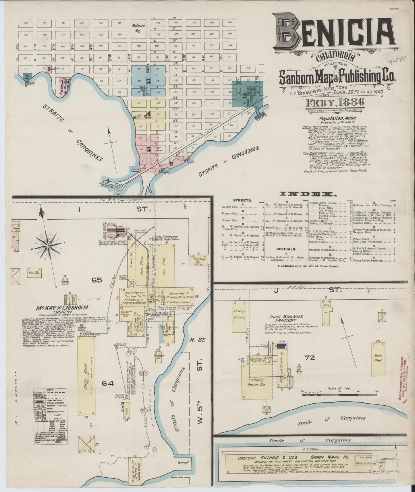 Sanborn Fire Insurance Map from Benicia, Solano County, California (1886), Sheet #0001 - Historic Sanborn Fire Insurance Map Print, vintage old map wall art, antique decor, genealogy gift, California California map