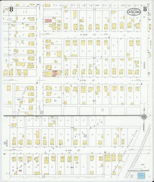 Sanborn Fire Insurance Map from Ashland, Ashland County, Ohio (1930), Sheet #0008 - Historic Sanborn Fire Insurance Map Print, vintage old map wall art, antique decor, genealogy gift, Ohio Ohio map