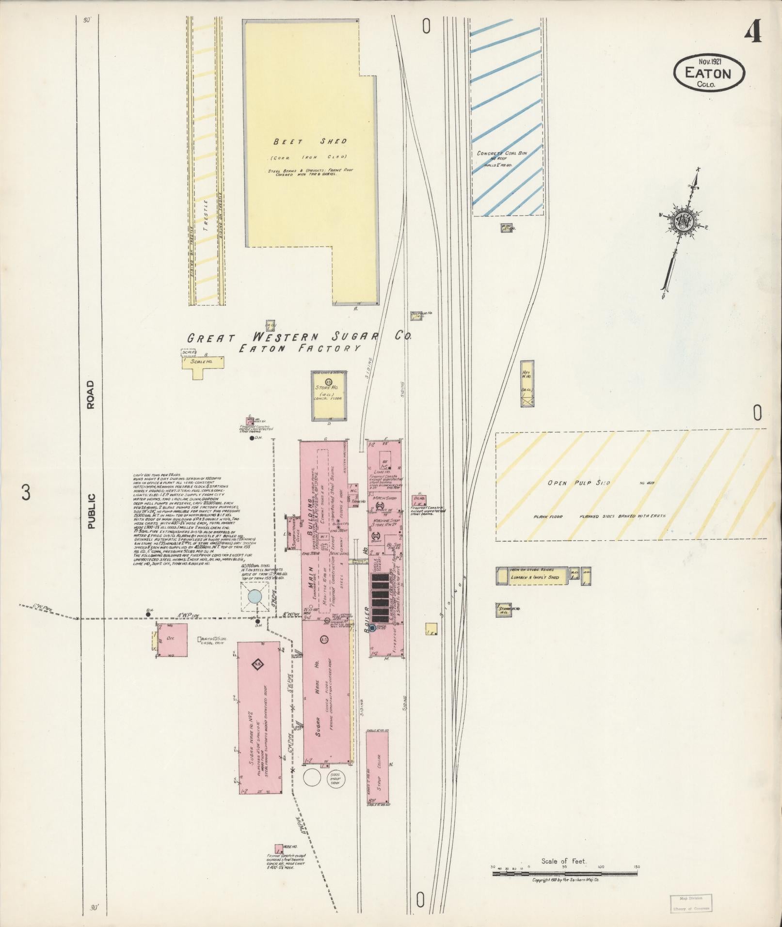 Sanborn Fire Insurance Map from Eaton, Weld County, Colorado (1921), Sheet #0004 - Historic Sanborn Fire Insurance Map Print, vintage old map wall art, antique decor, genealogy gift, Colorado Colorado map