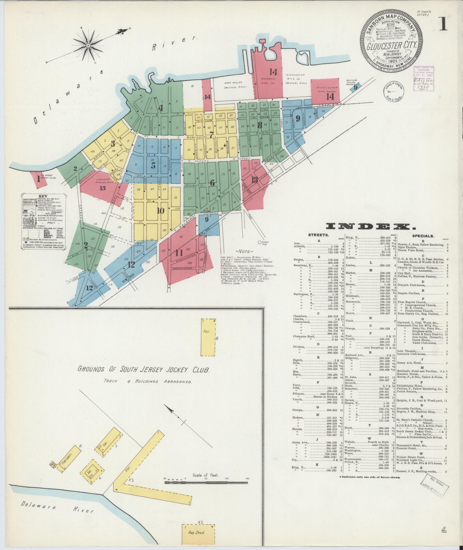 Sanborn Fire Insurance Map from Gloucester City, Camden County, New Jersey. (1902) – Historic Sanborn Fire Insurance Map Print
