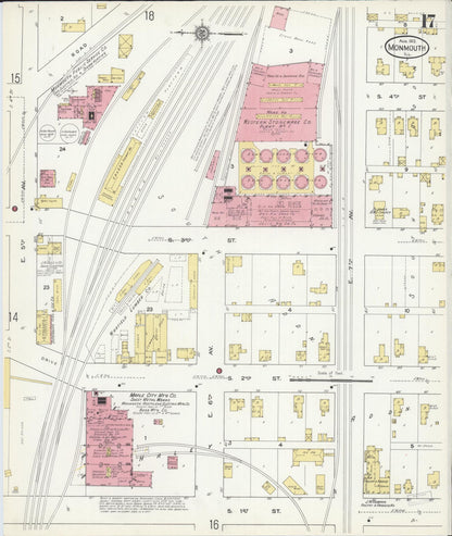 Sanborn Fire Insurance Map from Monmouth, Warren County, Illinois (1913), Sheet #0017 - Complete Map Set gallery image, historic Sanborn map, vintage wall art, Illinois Illinois
