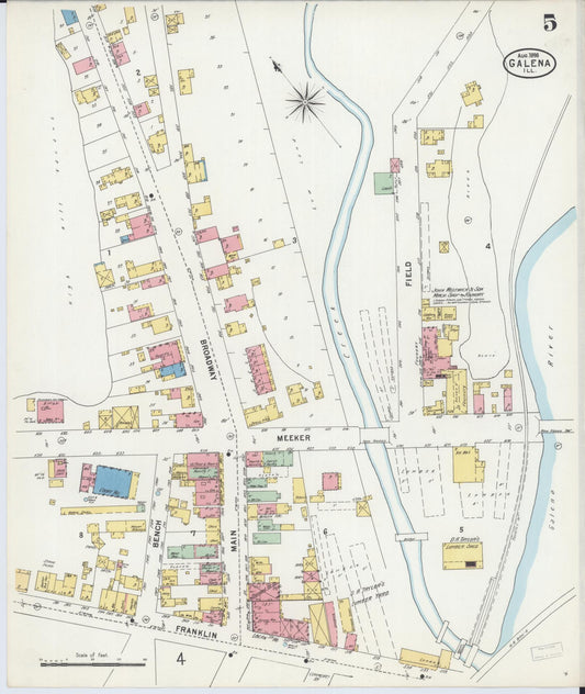 Sanborn Fire Insurance Map from Galena, Jo Daviess County, Illinois (1898), Sheet #0005 - Historic Sanborn Fire Insurance Map Print, vintage old map wall art, antique decor, genealogy gift, Illinois Illinois map