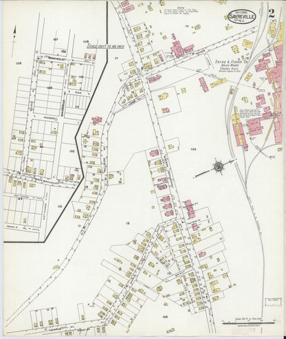 Sanborn Fire Insurance Map from Sayreville, Middlesex County, New Jersey (1920), Sheet #0002 - Historic Sanborn Fire Insurance Map Print, vintage old map wall art, antique decor, genealogy gift, New Jersey New Jersey map