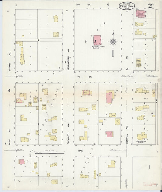 Sanborn Fire Insurance Map from Princeton, Mille Lacs County, Minnesota (1912), Sheet #0002 - Historic Sanborn Fire Insurance Map Print, vintage old map wall art, antique decor, genealogy gift, Minnesota Minnesota map