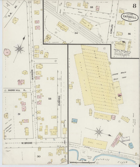 Sanborn Fire Insurance Map from Catskill, Greene County, New York (1889), Sheet #0008 - Historic Sanborn Fire Insurance Map Print, vintage old map wall art, antique decor, genealogy gift, New York New York map
