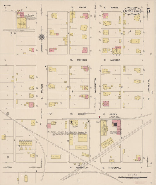 Sanborn Fire Insurance Map from Mount Pulaski, Logan County, Illinois (1922), Sheet #0005 - Historic Sanborn Fire Insurance Map Print, vintage old map wall art, antique decor, genealogy gift, Illinois Illinois map