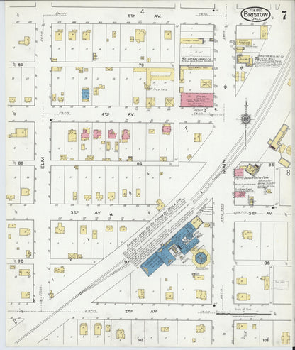 Sanborn Fire Insurance Map from Bristow, Creek County, Oklahoma (1920), Sheet #0007 - Complete Map Set gallery image, historic Sanborn map, vintage wall art, Oklahoma Oklahoma