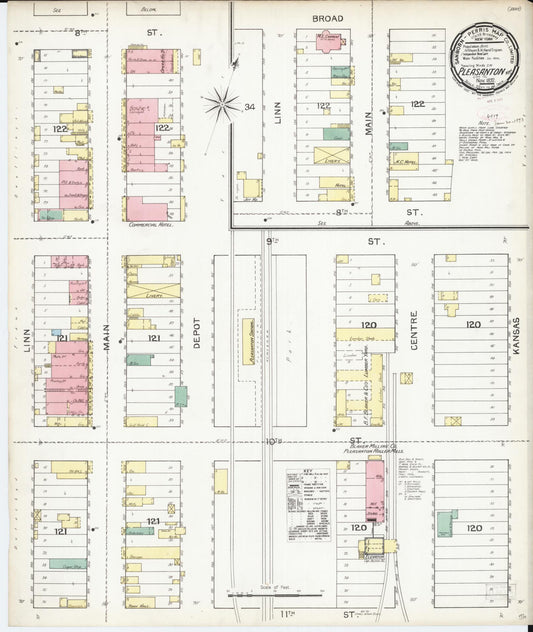 Sanborn Fire Insurance Map from Pleasanton, Linn County, Kansas (1892), Sheet #0001 - Historic Sanborn Fire Insurance Map Print, vintage old map wall art, antique decor, genealogy gift, Kansas Kansas map