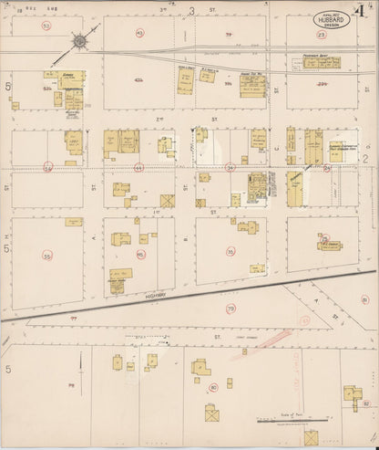 Sanborn Fire Insurance Map from Hubbard, Marion County, Oregon (1928), Sheet #0004 - Complete Map Set gallery image, historic Sanborn map, vintage wall art, Oregon Oregon