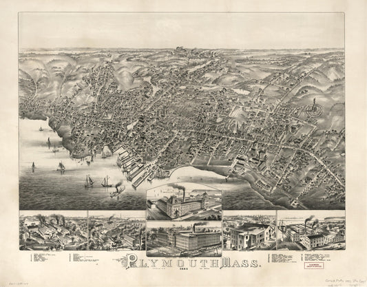 Plymouth, Mass., 1882. (1882) – Historic Bird’s-Eye View Panorama Print
