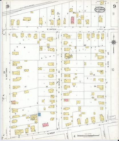 Sanborn Fire Insurance Map from Sturgis, Saint Joseph County, Michigan (1923), Sheet #0009 - Historic Sanborn Fire Insurance Map Print, vintage old map wall art, antique decor, genealogy gift, Michigan Michigan map