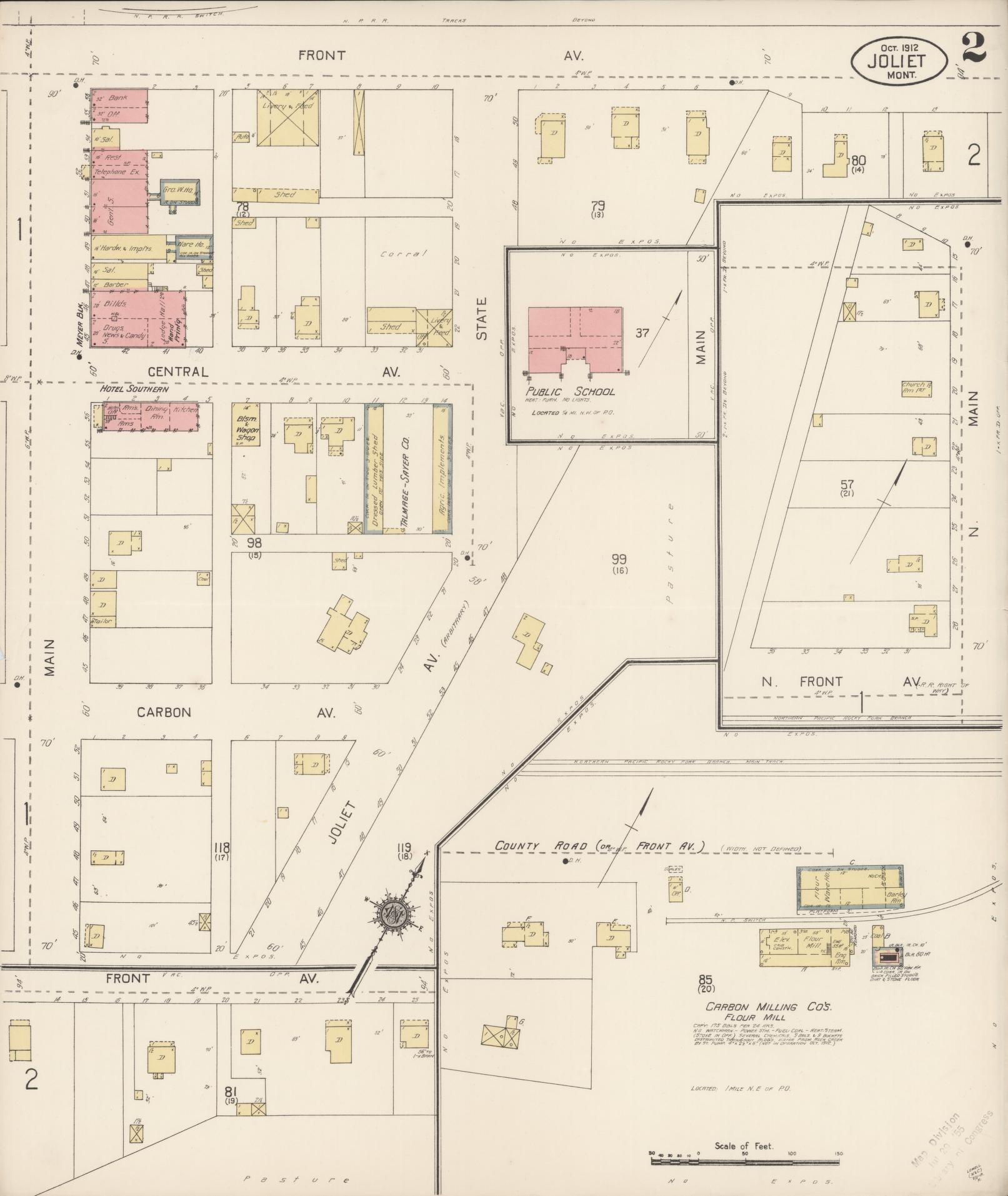 Sanborn Fire Insurance Map from Joliet, Carbon County, Montana (1912), Sheet #0002 - Historic Sanborn Fire Insurance Map Print, vintage old map wall art, antique decor, genealogy gift, Montana Montana map