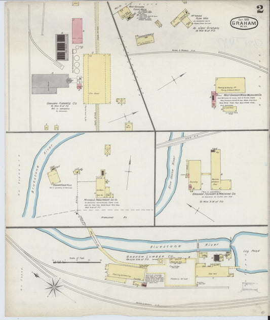Sanborn Fire Insurance Map from Graham, Tazewell County, Virginia (1893), Sheet #0002 - Historic Sanborn Fire Insurance Map Print, vintage old map wall art, antique decor, genealogy gift, Virginia Virginia map