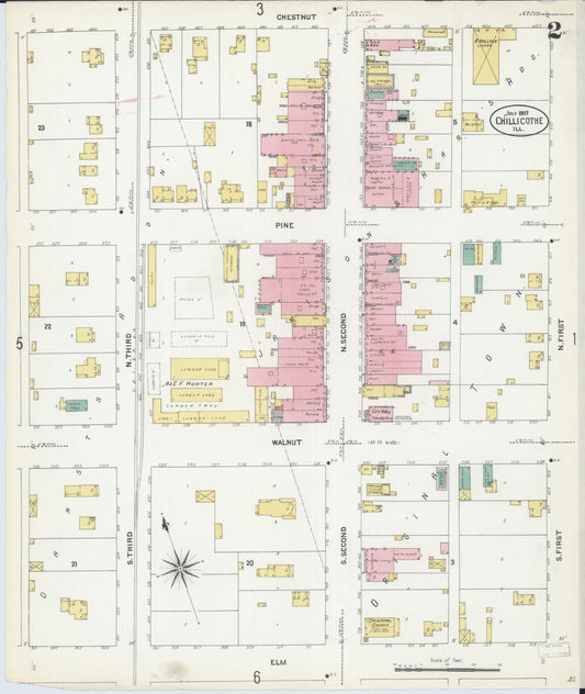 Sanborn Fire Insurance Map from Chillicothe, Peoria County, Illinois (1907), Sheet #0002 - Historic Sanborn Fire Insurance Map Print, vintage old map wall art, antique decor, genealogy gift, Illinois Illinois map