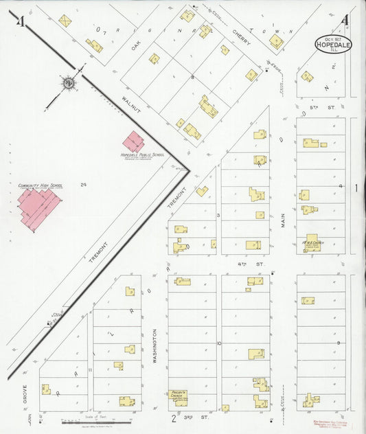 Sanborn Fire Insurance Map from Hopedale, Tazewell County, Illinois (1927), Sheet #0004 - Historic Sanborn Fire Insurance Map Print, vintage old map wall art, antique decor, genealogy gift, Illinois Illinois map