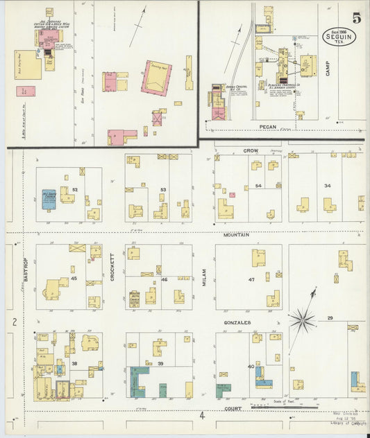 Sanborn Fire Insurance Map from Seguin, Guadalupe County, Texas (1906), Sheet #0005 - Historic Sanborn Fire Insurance Map Print, vintage old map wall art, antique decor, genealogy gift, Texas Texas map