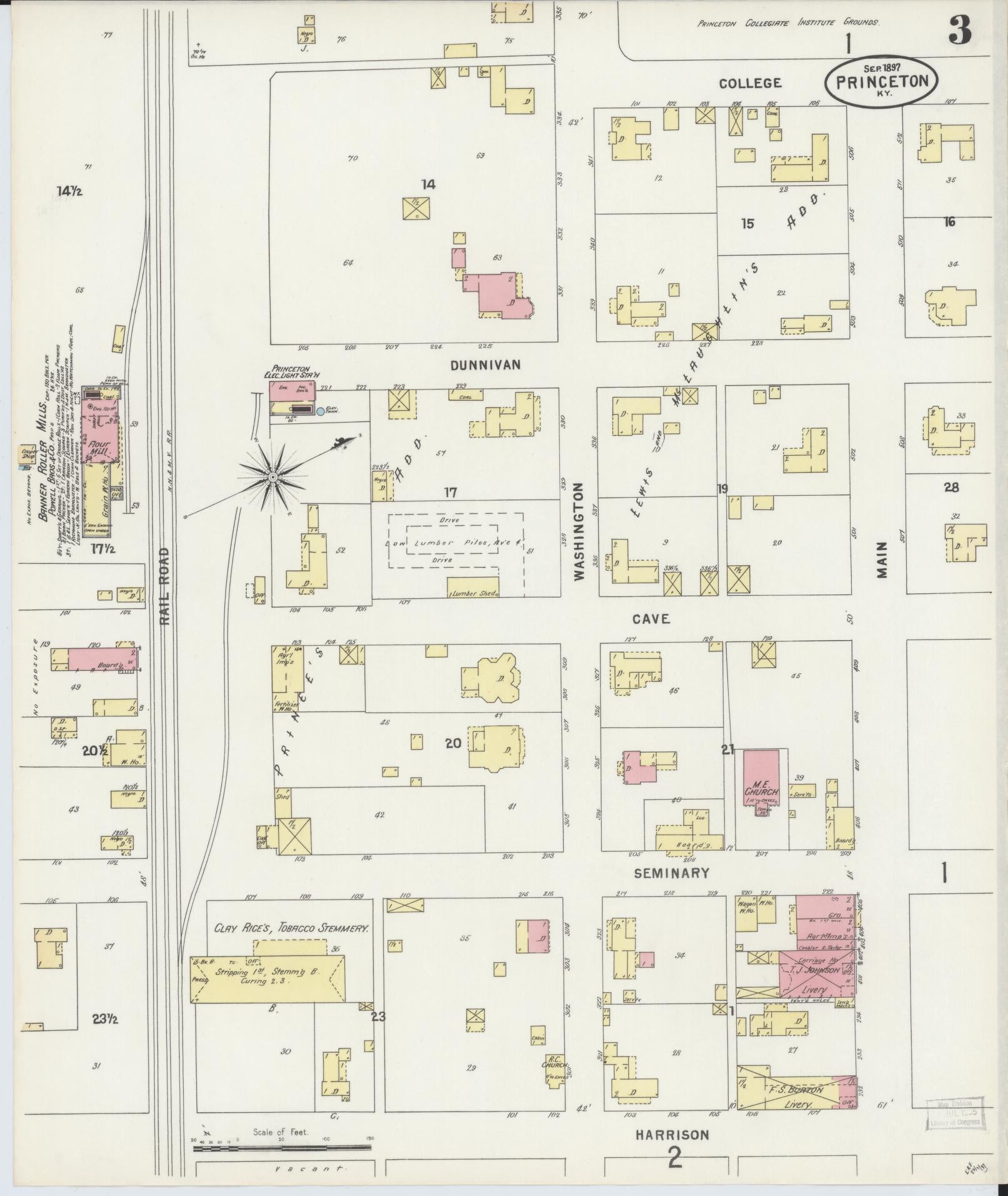 Sanborn Fire Insurance Map from Princeton, Caldwell County, Kentucky (1897), Sheet #0003 - Complete Map Set gallery image, historic Sanborn map, vintage wall art, Kentucky Kentucky