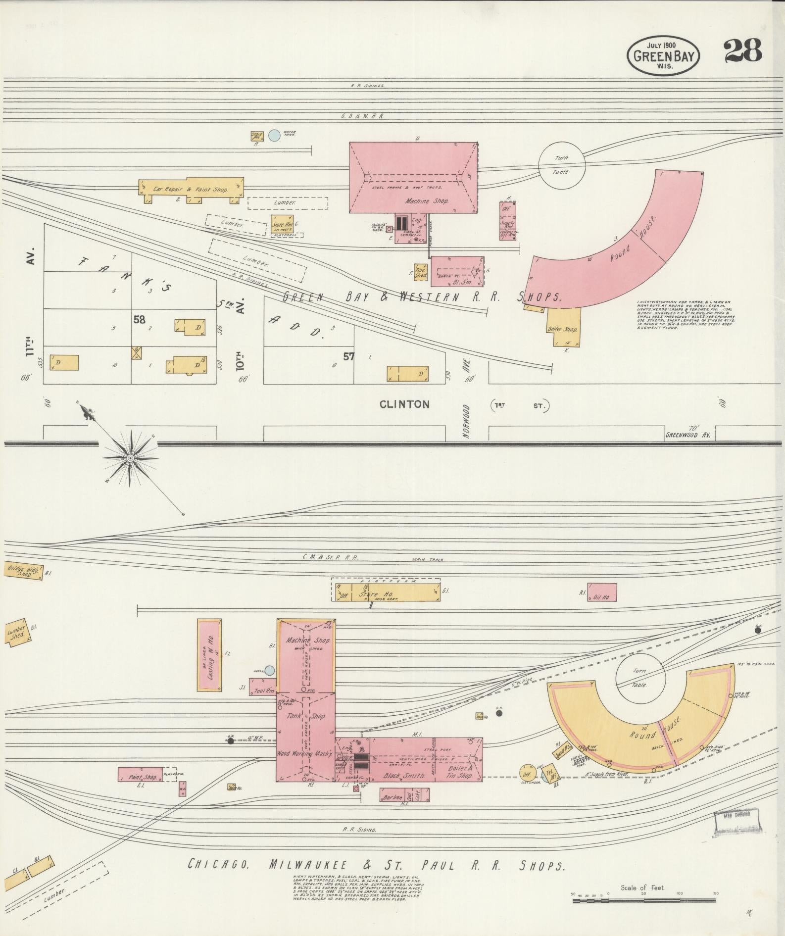 Sanborn Fire Insurance Map from Green Bay, Brown County, Wisconsin (1900), Sheet #0028 - Complete Map Set gallery image, historic Sanborn map, vintage wall art, Wisconsin Wisconsin