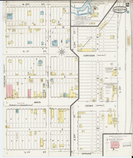 Sanborn Fire Insurance Map from Stockton, Rooks County, Kansas (1893), Sheet #0002 - Historic Sanborn Fire Insurance Map Print, vintage old map wall art, antique decor, genealogy gift, Kansas Kansas map
