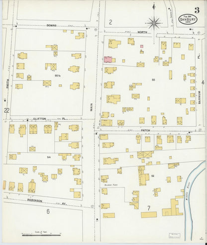 Sanborn Fire Insurance Map from Danbury, Fairfield County, Connecticut (1904), Sheet #0003 - Complete Map Set gallery image, historic Sanborn map, vintage wall art, Connecticut Connecticut