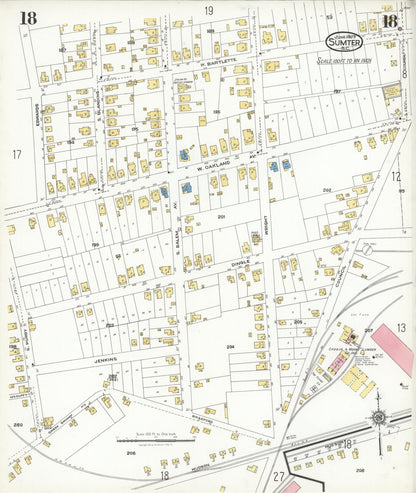 Sanborn Fire Insurance Map from Sumter, Sumter County, South Carolina (1923), Sheet #0018 - Complete Map Set gallery image, historic Sanborn map, vintage wall art, South Carolina South Carolina