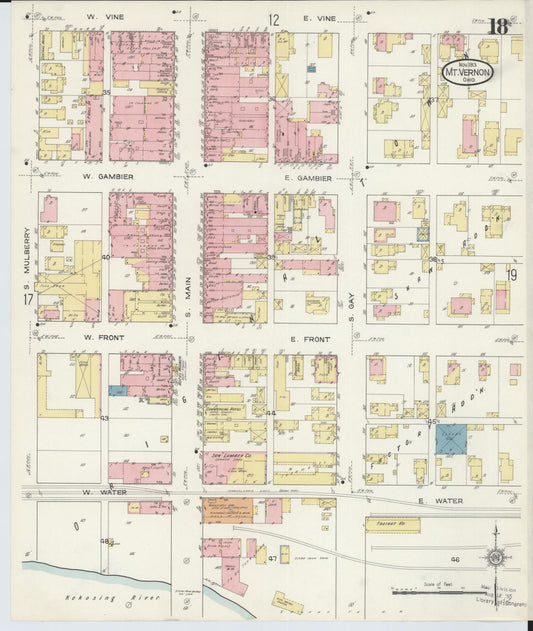 Sanborn Fire Insurance Map from Mount Vernon, Knox County, Ohio (1913), Sheet #0018 - Historic Sanborn Fire Insurance Map Print, vintage old map wall art, antique decor, genealogy gift, Ohio Ohio map