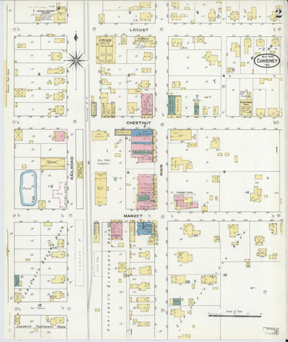 Sanborn Fire Insurance Map from Chrisney, Spencer County, Indiana (1909), Sheet #0002 - Historic Sanborn Fire Insurance Map Print, vintage old map wall art, antique decor, genealogy gift, Indiana Indiana map