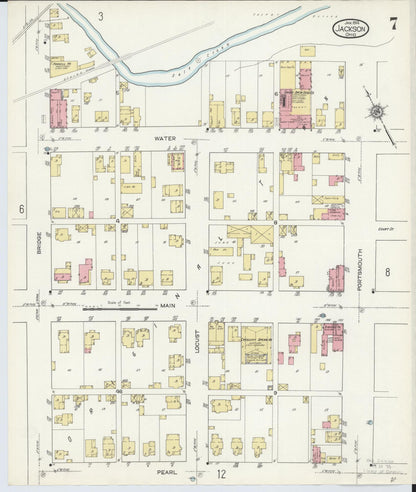 Sanborn Fire Insurance Map from Jackson, Jackson County, Ohio (1914), Sheet #0007 - Historic Sanborn Fire Insurance Map Print, vintage old map wall art, antique decor, genealogy gift, Ohio Ohio map