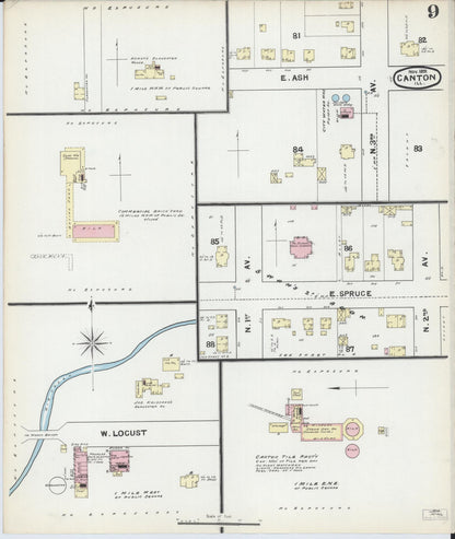 Sanborn Fire Insurance Map from Canton, Fulton County, Illinois (1891), Sheet #0009 - Complete Map Set gallery image, historic Sanborn map, vintage wall art, Illinois Illinois