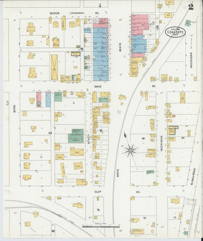 Sanborn Fire Insurance Map from Coalgate, Coal County, Oklahoma (1904), Sheet #0002 - Complete Map Set gallery image, historic Sanborn map, vintage wall art, Oklahoma Oklahoma