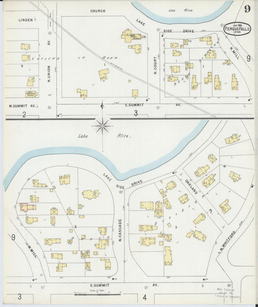Sanborn Fire Insurance Map from Fergus Falls, Otter Tail County, Minnesota (1896), Sheet #0009 - Historic Sanborn Fire Insurance Map Print, vintage old map wall art, antique decor, genealogy gift, Minnesota Minnesota map
