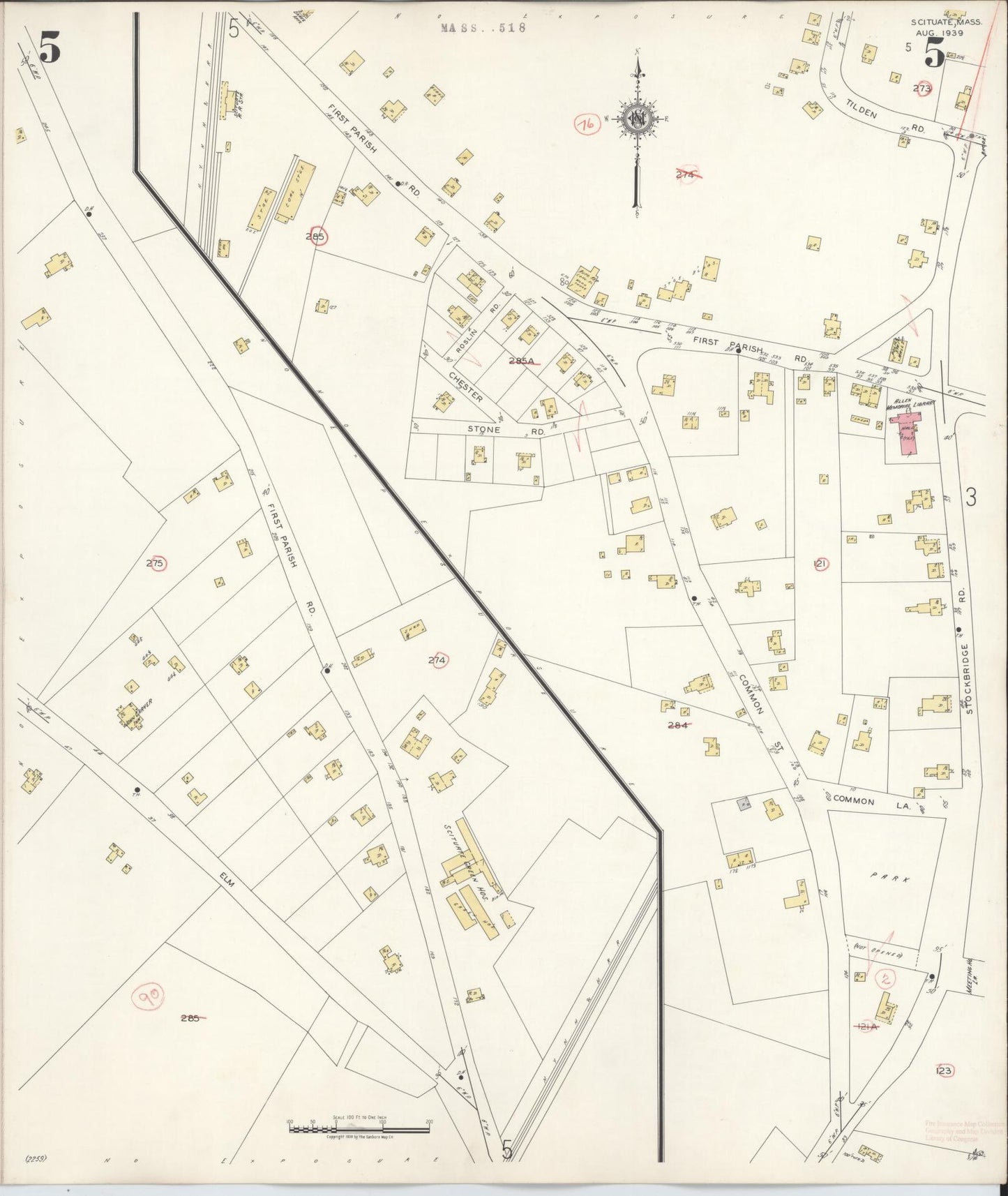 Sanborn Fire Insurance Map from Scituate, Plymouth County, Massachusetts (1944), Sheet #0005 - Historic Sanborn Fire Insurance Map Print, vintage old map wall art, antique decor, genealogy gift, Massachusetts Massachusetts map