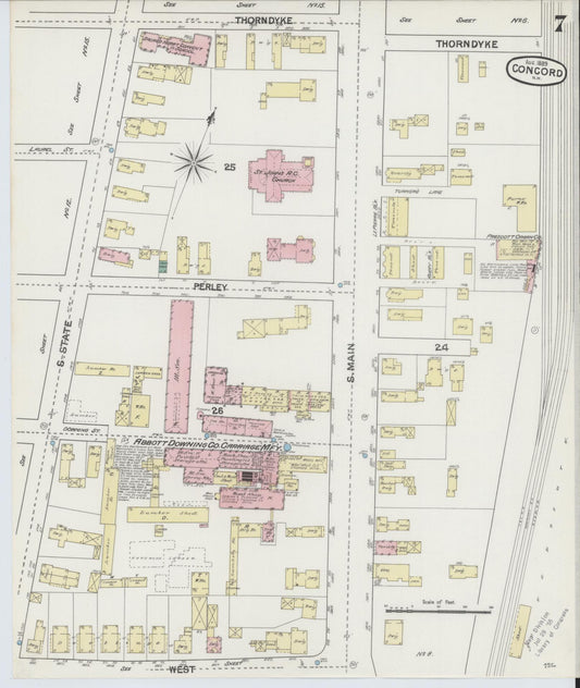 Sanborn Fire Insurance Map from Concord, Merrimack County, New Hampshire (1889), Sheet #0007 - Historic Sanborn Fire Insurance Map Print, vintage old map wall art, antique decor, genealogy gift, New Hampshire New Hampshire map